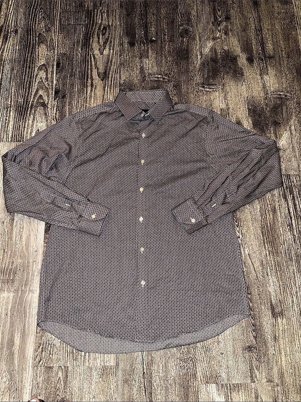 Hart Schaffner Marx Mens Geometric Button Down Shirt in Purple & White